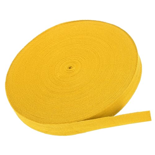 MACHSWON Baumwoll-Twill-Klebeband, 1,9 cm, 45,7 m, Baumwollband, Schrägband, Fischgrätenmuster, Gurtband zum Nähen, Geschenkverpacken, Basteln, DIY, Gelb von MACHSWON