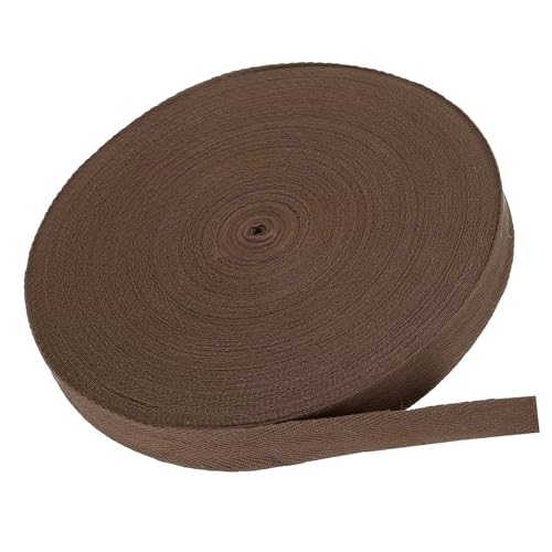 MACHSWON Baumwoll-Twill-Klebeband, 1,9 cm, 45,7 m, Baumwollband, Schrägband, Fischgrätenmuster, Gurtband zum Nähen, Geschenkverpacken, Basteln, DIY, Kaffee von MACHSWON