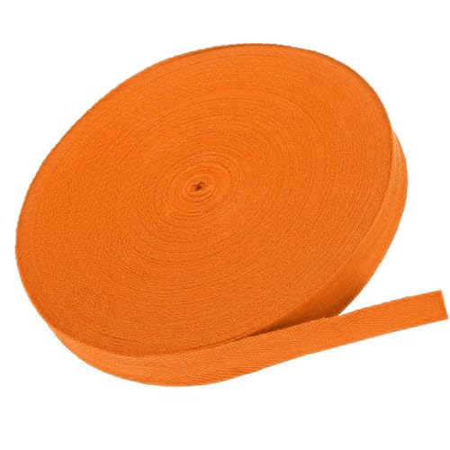 MACHSWON Baumwoll-Twill-Klebeband, 1,9 cm, 45,7 m, Baumwollband, Schrägband, Fischgrätenmuster, Gurtband zum Nähen, Geschenkverpacken, Basteln, DIY, Orange von MACHSWON