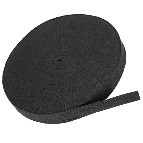 MACHSWON Baumwoll-Twill-Klebeband, 1,9 cm, 45,7 m, Baumwollband, Schrägband, Fischgrätenmuster, Gurtband zum Nähen, Geschenkverpacken, Basteln, DIY, Schwarz von MACHSWON