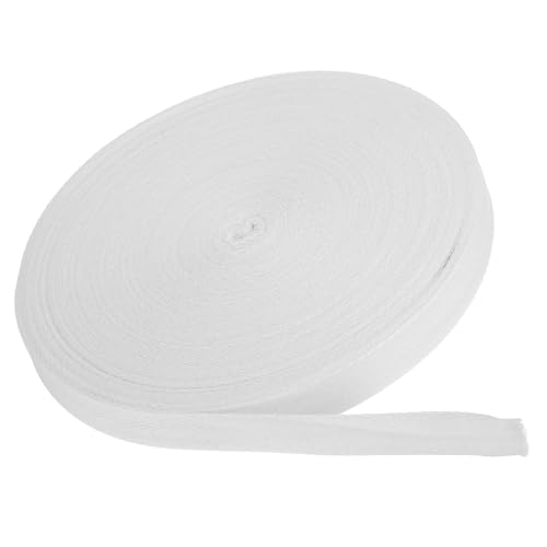 MACHSWON Baumwoll-Twill-Klebeband, 1,9 cm, 45,7 m, Baumwollband, Schrägband, Fischgrätenmuster, Gurtband zum Nähen, Geschenkverpacken, Basteln, DIY, Weiß von MACHSWON