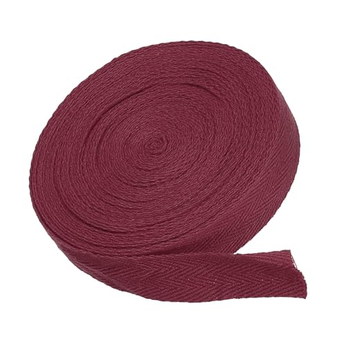 MACHSWON Baumwoll-Twill-Klebeband, 1,9 cm, 9,1 m, Baumwollband, Schrägband, Fischgrätenmuster, Gurtband zum Nähen, Geschenkverpacken, Basteln, DIY, Dunkelrot MACHSWON Baumwoll-Twill-Klebeband, 1,9 cm, 9,1 m, Baumwollband, Schrägband, Fischgrätenmuster, Gurtband zum Nähen, Geschenkverpacken, Basteln, DIY, Dunkelrot von MACHSWON