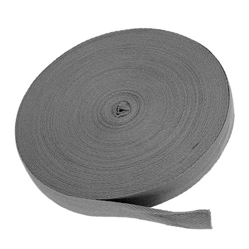 MACHSWON Baumwoll-Twill-Klebeband, 2,5 cm, 45,7 m, Baumwollband, Schrägband, Fischgrätenmuster, Gurtband, zum Nähen, Geschenkverpacken, Basteln, DIY, Dunkelgrau von MACHSWON