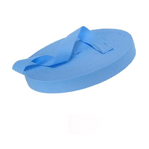 MACHSWON Baumwoll-Twill-Klebeband, 2,5 cm, 45,7 m, Baumwollband, Schrägband, Fischgrätenmuster, Gurtband, zum Nähen, Geschenkverpacken, Basteln, DIY, Meeresblau von MACHSWON