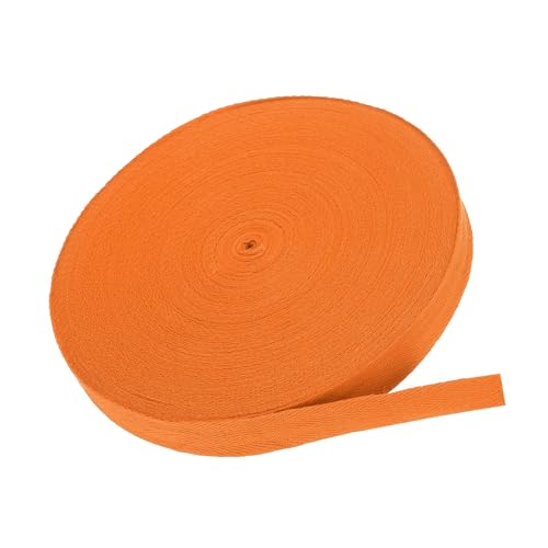 MACHSWON Baumwoll-Twill-Klebeband, 2,5 cm, 45,7 m, Baumwollband, Schrägband, Fischgrätenmuster, Gurtband, zum Nähen, Geschenkverpacken, Basteln, DIY, Orange von MACHSWON