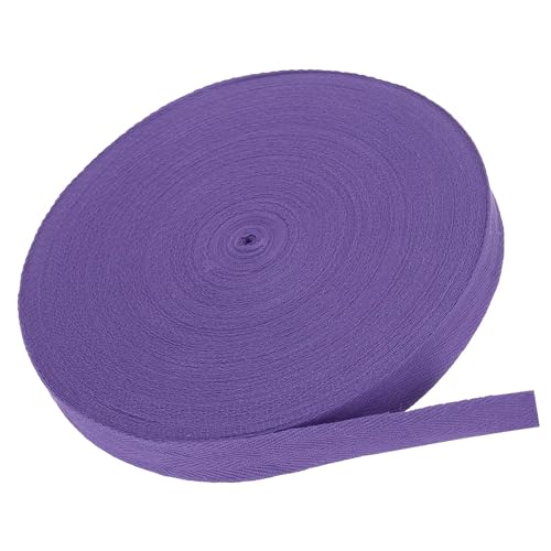 MACHSWON Baumwoll-Twill-Klebeband, 2,5 cm, 45,7 m, Baumwollband, Schrägband, Fischgrätenmuster, Gurtband, zum Nähen, Geschenkverpacken, Basteln, DIY, Violett von MACHSWON