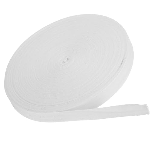 MACHSWON Baumwoll-Twill-Klebeband, 2,5 cm, 45,7 m, Baumwollband, Schrägband, Fischgrätenmuster, Gurtband, zum Nähen, Geschenkverpacken, Basteln, DIY, Weiß von MACHSWON
