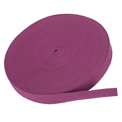 MACHSWON Baumwoll-Twill-Klebeband, 2,5 cm, 45,7 m, Baumwollband, Schrägband, Fischgrätenmuster, Gurtband, zum Nähen, Geschenkverpacken, Basteln, DIY, lila Rose von MACHSWON