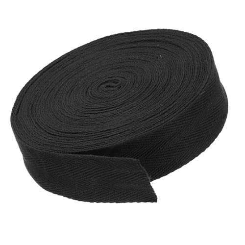 MACHSWON Baumwoll-Twill-Klebeband, 2,5 cm, 9,1 m, Baumwollband, Schrägband, Fischgrätenmuster, Gurtband zum Nähen, Geschenkverpacken, Basteln, DIY, Schwarz MACHSWON Baumwoll-Twill-Klebeband, 2,5 cm, 9,1 m, Baumwollband, Schrägband, Fischgrätenmuster, Gurtband zum Nähen, Geschenkverpacken, Basteln, DIY, Schwarz von MACHSWON