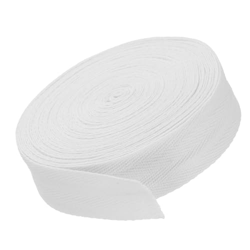 MACHSWON Baumwoll-Twill-Klebeband, 2,5 cm, 9,1 m, Baumwollband, Schrägband, Fischgrätenmuster, Gurtband zum Nähen, Geschenkverpacken, Basteln, DIY, Weiß MACHSWON Baumwoll-Twill-Klebeband, 2,5 cm, 9,1 m, Baumwollband, Schrägband, Fischgrätenmuster, Gurtband zum Nähen, Geschenkverpacken, Basteln, DIY, Weiß von MACHSWON