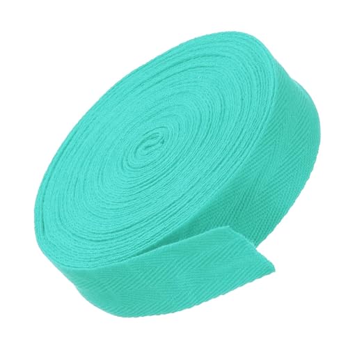 MACHSWON Baumwoll-Twill-Klebeband, 3 cm, 9,1 m, Baumwollband, Schrägband, Fischgrätenmuster, Gurtband zum Nähen, Geschenkverpacken, Basteln, DIY, Blau / Grün von MACHSWON