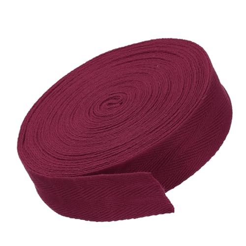 MACHSWON Baumwoll-Twill-Klebeband, 3 cm, 9,1 m, Baumwollband, Schrägband, Fischgrätenmuster, Gurtband zum Nähen, Geschenkverpacken, Basteln, DIY, Dunkelrot von MACHSWON