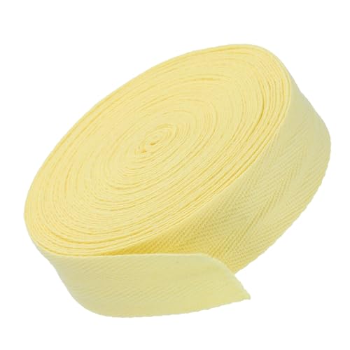 MACHSWON Baumwoll-Twill-Klebeband, 3 cm, 9,1 m, Baumwollband, Schrägband, Fischgrätenmuster, Gurtband zum Nähen, Geschenkverpacken, Basteln, DIY, Hellgelb von MACHSWON