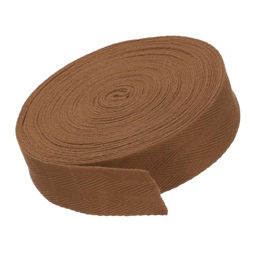 MACHSWON Baumwoll-Twill-Klebeband, 3 cm, 9,1 m, Baumwollband, Schrägband, Fischgrätenmuster, Gurtband zum Nähen, Geschenkverpacken, Basteln, DIY, Kaffee von MACHSWON