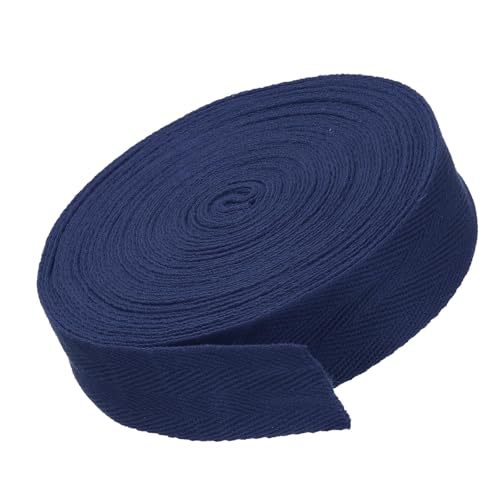 MACHSWON Baumwoll-Twill-Klebeband, 3 cm, 9,1 m, Baumwollband, Schrägband, Fischgrätenmuster, Gurtband zum Nähen, Geschenkverpacken, Basteln, DIY, Marineblau von MACHSWON