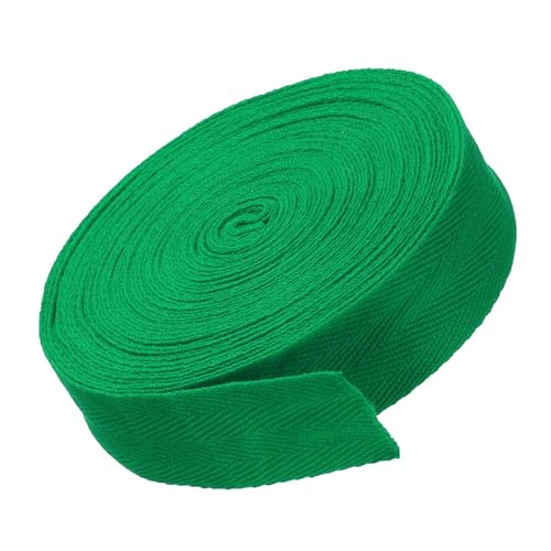 MACHSWON Baumwoll-Twill-Klebeband, 3 cm, 9,1 m, Baumwollband, Schrägband, Fischgrätenmuster, Gurtband zum Nähen, Geschenkverpacken, Basteln, DIY, Rasengrün von MACHSWON