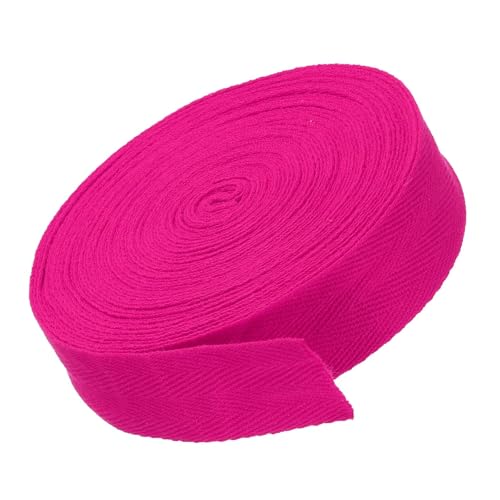 MACHSWON Baumwoll-Twill-Klebeband, 3 cm, 9,1 m, Baumwollband, Schrägband, Fischgrätenmuster, Gurtband zum Nähen, Geschenkverpacken, Basteln, DIY, Rosenrot von MACHSWON