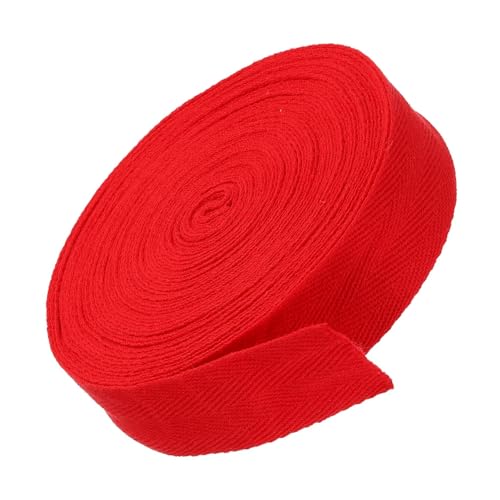 MACHSWON Baumwoll-Twill-Klebeband, 3 cm, 9,1 m, Baumwollband, Schrägband, Fischgrätenmuster, Gurtband zum Nähen, Geschenkverpacken, Basteln, DIY, Rot von MACHSWON