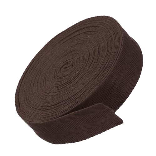 MACHSWON Baumwoll-Twill-Klebeband, 3 cm, 9,1 m, Baumwollband, Schrägband, Fischgrätenmuster, Gurtband zum Nähen, Geschenkverpacken, Basteln, DIY, Rotbraun von MACHSWON