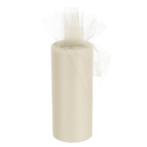 MACHSWON Tüllband-Rollen, elfenbeinfarben, 15 cm, 22 m, Pastellnetzstoff, Netzstoff, 15 cm breit, Netzrolle für Geschenkverpackungen, Weihnachten, Hochzeit, DIY Handwerk von MACHSWON