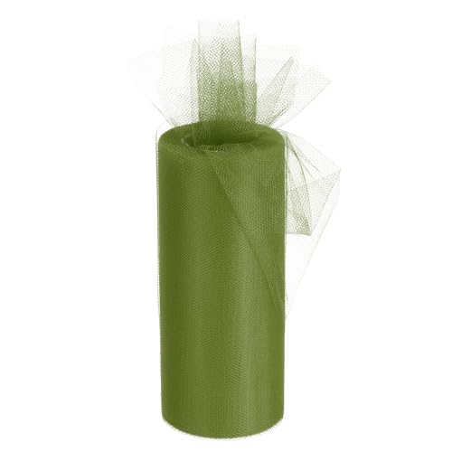 MACHSWON Tüllband-Rollen, olivgrün, 15 cm, 22,7 m, Pastellnetzstoff, Netzstoff, 15 cm breit, Netzrolle für Geschenkverpackungen, Weihnachten, Hochzeit, DIY Handwerk von MACHSWON