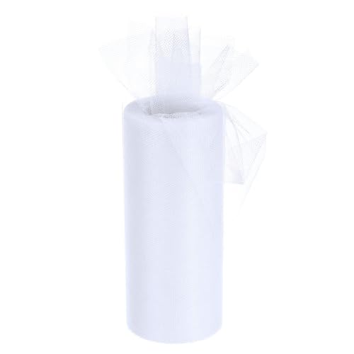 MACHSWON Tüllband-Rollen, weiß, 15,2 cm, 22,7 m, Pastellnetzstoff, Netzstoff, 15 cm breit, Netzrolle für Geschenkverpackungen, Weihnachten, Hochzeit, Basteln, Basteln von MACHSWON