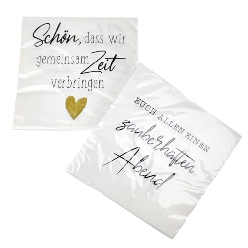 MACOSA CP64733_x2 Papier-Servietten Set 40 Stk. mit Spruch Weiß Schwarz 33x33 cm 3-lagig Tisch-Deko Papierservietten Einweg Dekoservietten Einwegservietten MACOSA CP64733_x2 Papier-Servietten Set 40 Stk. mit Spruch Weiß Schwarz 33x33 cm 3-lagig Tisch-Deko Papierservietten Einweg Dekoservietten Einwegservietten von MACOSA HOME