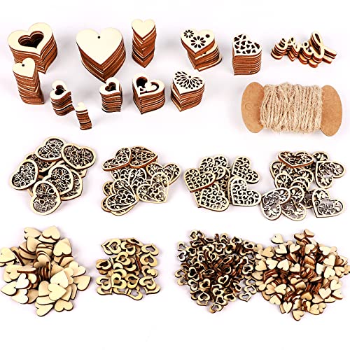 MACTING Packung mit 520 kleinen Holzherzen zum Basteln, holzherzen hochzeit deko aus Holzherzen, natürliche streudeko herzen mit 5 Liebesholzdekorationen und 33 Fuß Juteschnur, tisch deko, Weihnachten MACTING Packung mit 520 kleinen Holzherzen zum Basteln, holzherzen hochzeit deko aus Holzherzen, natürliche streudeko herzen mit 5 Liebesholzdekorationen und 33 Fuß Juteschnur, tisch deko, Weihnachten von MACTING