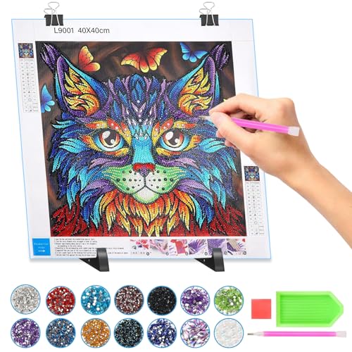 MACULPER Diamond Painting Kinder Diamond Painting Katze 5D Diamond Painting Diamant Painting Bilder Kinder Diamant Painting Kinder Geschenk für Kinder ab 5 6 7 8 9 10 11 12 Jahre - 40x40cm von MACULPER