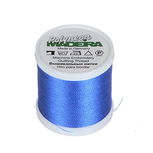 MADEIRA 9845-1733 2-lagiges Polyneon-Polyester-Stickgarn, 40 wt/135d 440 yd, blau Medium von MADEIRA