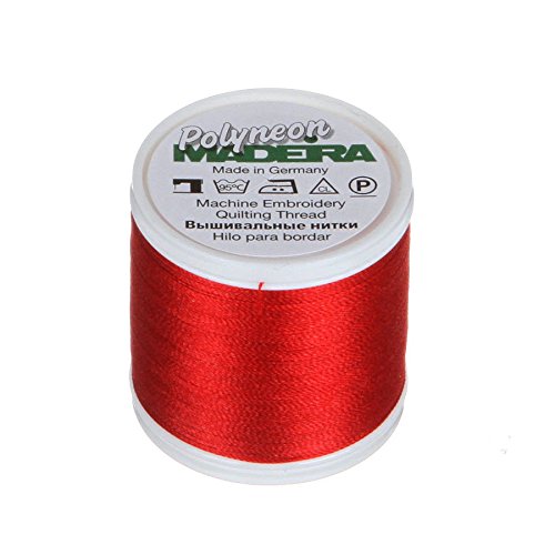 MADEIRA 9845-1839 2-lagig, Polyneon, Polyester-Stickgarn, 40wt / 135d / 402 Meter, Weihnachts-Rot von MADEIRA