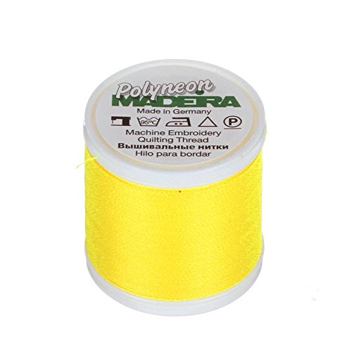 MADEIRA 9845-1883 2-lagiges Polyneon-Polyester-Stickgarn, 40 wt/135 d, 440 yd, Neon Sun von MADEIRA