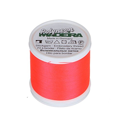 Madeira 9845–1907 2-lagiges Polyneon-Polyester-Stickgarn, 40 wt/135d 440 yd, Neon Flame von MADEIRA