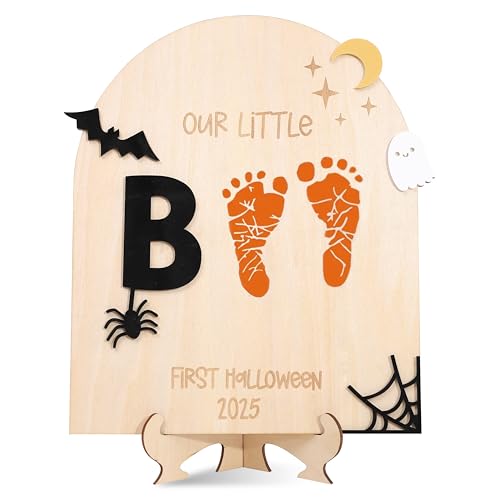 Halloween-Holzschild – Boo Holz-Fußabdruck-Schild, My first Halloween-Holzschild, Our Little Boo 1. Jahr Geburtstagsdekoration, Babyparty-Dekorationen mit Ständer, 2025 Halloween-Holzschild – Boo Holz-Fußabdruck-Schild, My first Halloween-Holzschild, Our Little Boo 1. Jahr Geburtstagsdekoration, Babyparty-Dekorationen mit Ständer, 2025 von MADENG