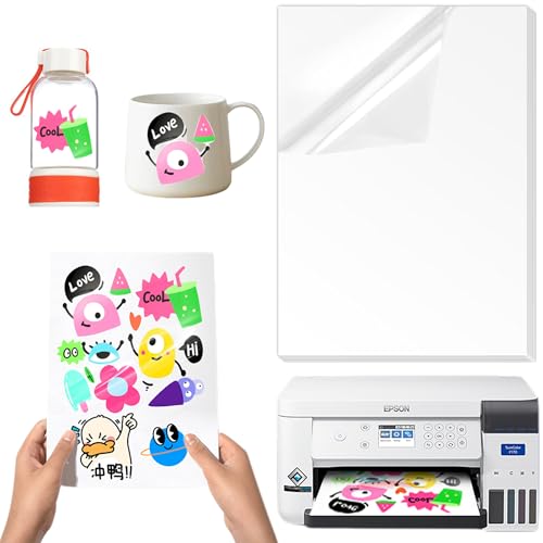 MAEXUS 10 Stück A4 Transparent Bedruckbare Klebefolie, Stickerpapier, Vinyl Stickerpapier Zum Selbst Drucken, A4 für Aufkleber Drucker, Laser und Tintenstrahldrucker von MAEXUS