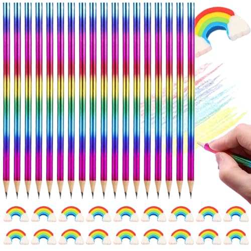 MAEXUS 18-teiliges Regenbogen Buntstifte und Radiergummi-Set, 4-in-1, für Kinder, Skizzieren, Malen von MAEXUS