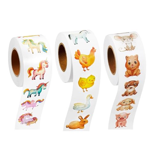 MAEXUS Tier Aufkleber, 1500 Stück Lehrer Belohnungsaufkleber, Scrapbook Stickers, Sticker Fotoalbum Scrapbook Stickers, Tieraufkleber für Kinderzimmer (24 Tier&Einhornmotive) von MAEXUS