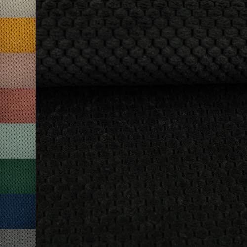 MAGAM-Stoffe Barcelona weicher Deko Polster Taschen Cord Samt Meterware ab 50cm (09. Schwarz) von MAGAM-Stoffe