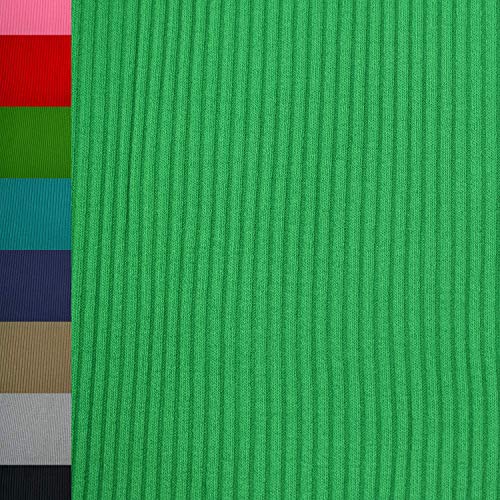 MAGAM-Stoffe Charly Schwerer Bündchenstoff Grobstrick uni Oeko-Tex Meterware 50cm (04. Gras-Grün) von MAGAM-Stoffe