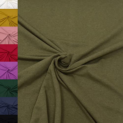 MAGAM-Stoffe Elias Sweatstoff uni innen angeraut und weich Meterware ab 50cm (36. Khaki grün meliert) von MAGAM-Stoffe