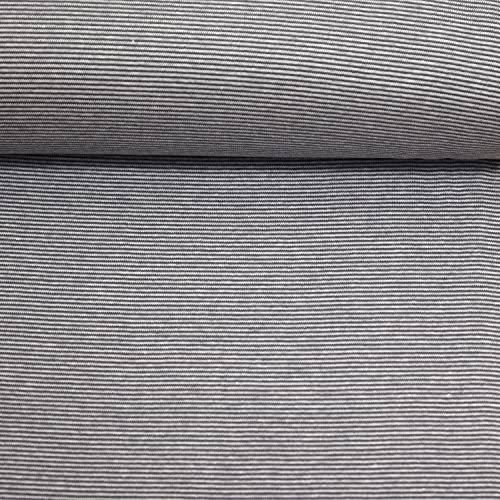 MAGAM-Stoffe James Ringel Bündchenstoff Feinstrick Oeko-Tex Meterware 50cm (2mm Grau-Weiß) von MAGAM-Stoffe