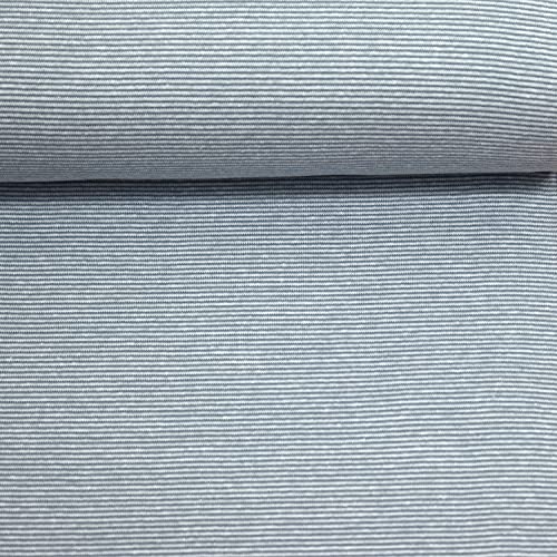 MAGAM-Stoffe James Ringel Bündchenstoff Feinstrick Oeko-Tex Meterware 50cm (2mm Rauchblau-Weiß) von MAGAM-Stoffe