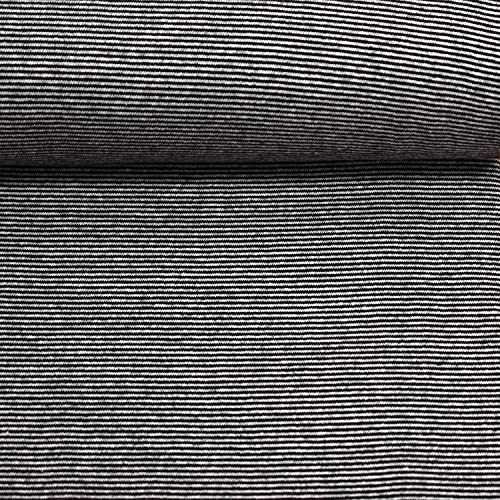 MAGAM-Stoffe James Ringel Bündchenstoff Feinstrick Oeko-Tex Meterware 50cm (2mm Schwarz-Weiß) von MAGAM-Stoffe