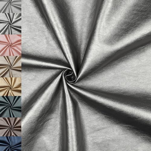MAGAM-Stoffe Metallic Optik Kunstleder Polsterstoff Kleidung Taschen Meterware ab 50cm (02. Silber) von MAGAM-Stoffe