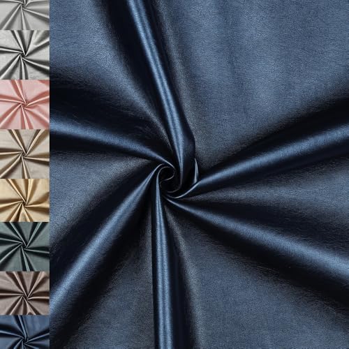 MAGAM-Stoffe Metallic Optik Kunstleder Polsterstoff Kleidung Taschen Meterware ab 50cm (08. Dunkelblau) von MAGAM-Stoffe