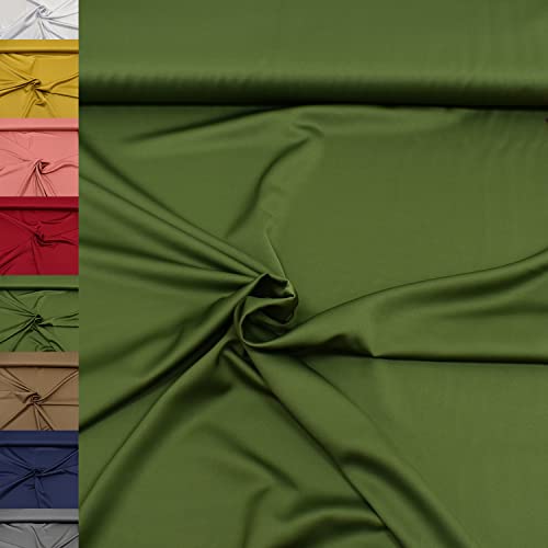 MAGAM-Stoffe Romy Royal Micro Satin Kleidung Kissen Bettwäsche Meterware 50cm (09. Khaki Grün) von MAGAM-Stoffe