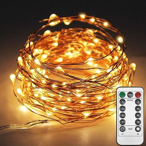 MAGGIFT Lichterkette Innen mit USB Stecker, 100 LED 10m Kupfer LED Draht Lichterkette mit Fernbedienung, 8 Modi mit timer und Dimmen Weihnachten Lichterketten für Weihnachts Dekor, Warmweiß MAGGIFT Lichterkette Innen mit USB Stecker, 100 LED 10m Kupfer LED Draht Lichterkette mit Fernbedienung, 8 Modi mit timer und Dimmen Weihnachten Lichterketten für Weihnachts Dekor, Warmweiß von MAGGIFT