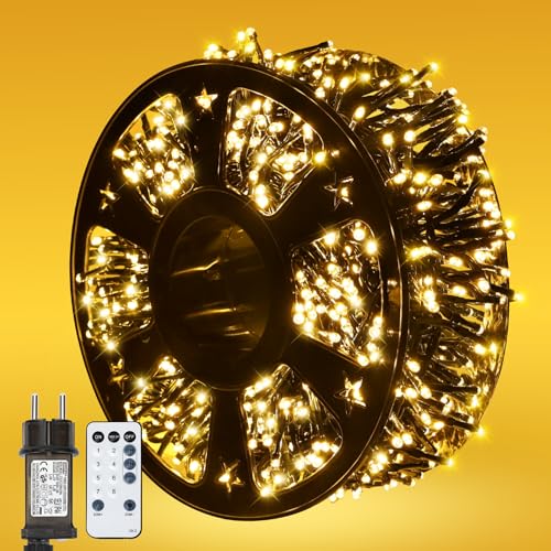 MAGGIFT 500 LED Lichterkette 10M Weihnachtsbeleuchtung Außen mit Stecker/Fernbedienung/8 Modi/Timer/Dimmbar Wasserdicht Cluster Lichterkette für Weihnachten Garten Party Geburtstag Hochzeit, Warmweiß MAGGIFT 500 LED Lichterkette 10M Weihnachtsbeleuchtung Außen mit Stecker/Fernbedienung/8 Modi/Timer/Dimmbar Wasserdicht Cluster Lichterkette für Weihnachten Garten Party Geburtstag Hochzeit, Warmweiß von MAGGIFT