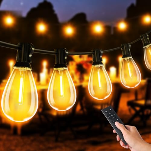 MAGGIFT LED Lichterkette Außen Strom, 20M/65FT Outdoor Lichterkette mit 33+2 S11 Glühbirnen/Fernbedienung Balkon Lichterketten Beleuchtung, Wasserdicht Garten String Lights mit für Partys Terrasse von MAGGIFT