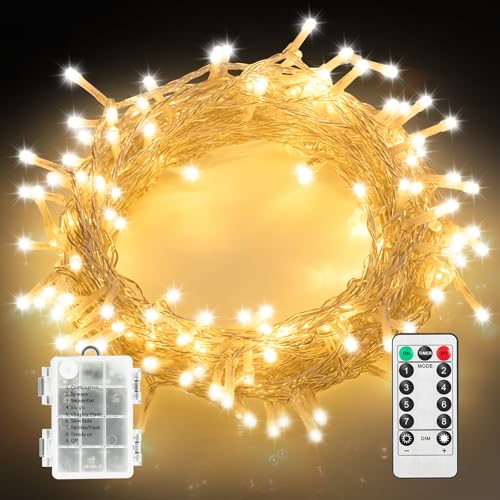 MAGGIFT LED Lichterkette Batterie mit Fernbedienung, 10M 100LED Draht Lichterkette mit Timer/8 Modi/Wasserdicht Außen Lichterketten für Weihnachtsdeko Innen Weihnachts Deko, Warmweiß MAGGIFT LED Lichterkette Batterie mit Fernbedienung, 10M 100LED Draht Lichterkette mit Timer/8 Modi/Wasserdicht Außen Lichterketten für Weihnachtsdeko Innen Weihnachts Deko, Warmweiß von MAGGIFT